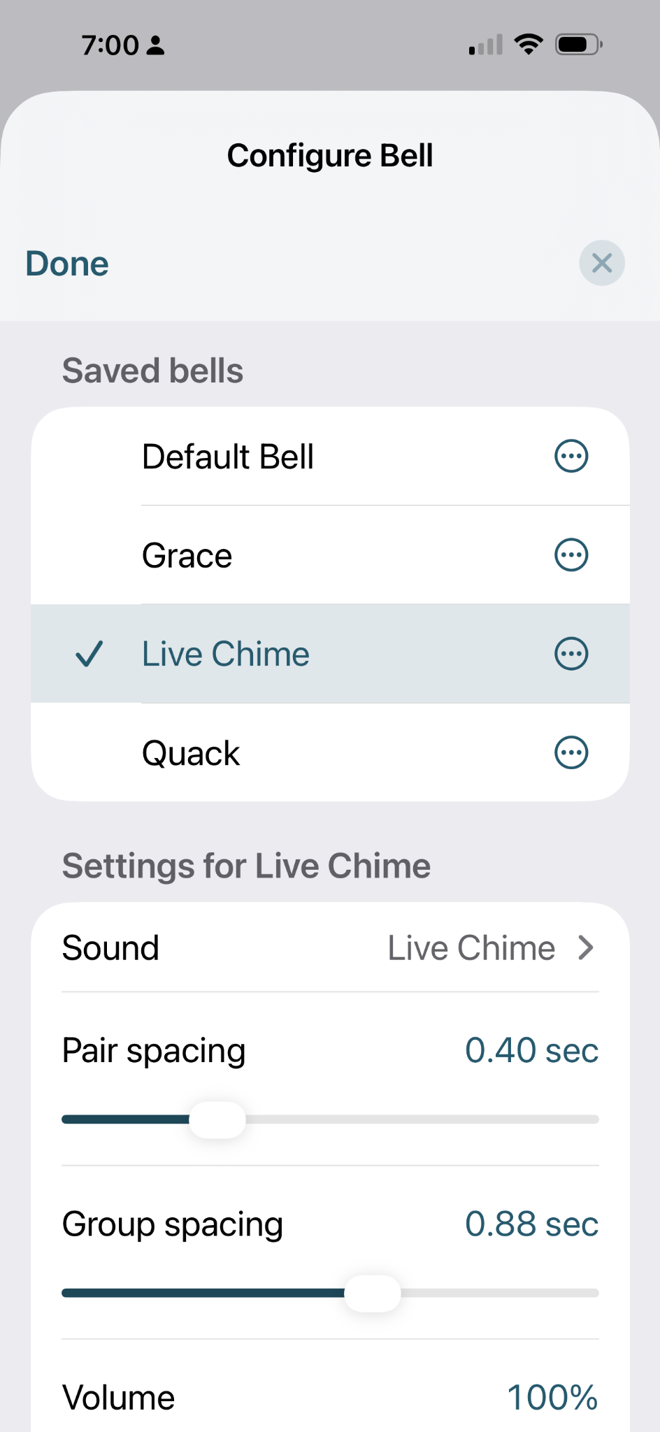 Configure Bell screen
